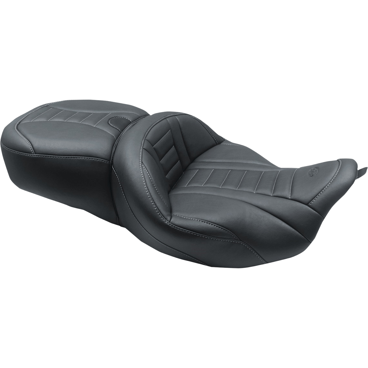 MUSTANG One-Piece Deluxe Touring Seat Black w/ Gun Metal Stitching 79006GM