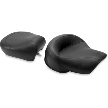 MUSTANG Seat Vintage Wide Touring Without Driver Backrest Two-Piece Smooth Black Vulcan 75980