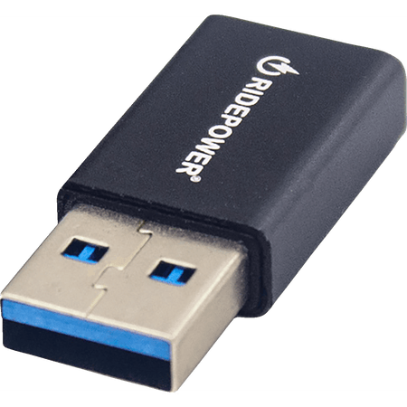 RidePower Male USB to Female USB-C Adapter Power Compact Black