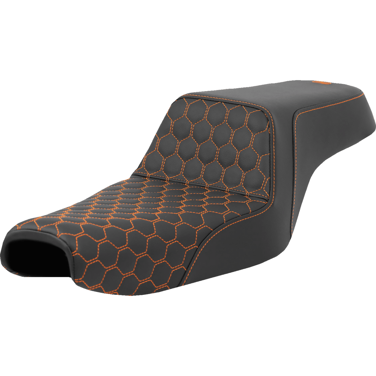 SADDLEMEN Step-Up Seat Honeycomb Orange Stitching Sportster '04-'22 A80711177ORA