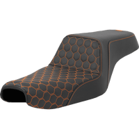 SADDLEMEN Step-Up Seat Honeycomb Orange Stitching Sportster '04-'22 A80711177ORA