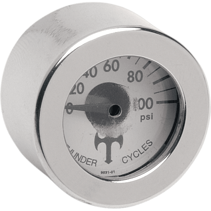 EDDIE TROTTA DESIGNS Mini Oil Pressure Gauge and Cover Polished White Face 3/16" W x 9/16" D TC001