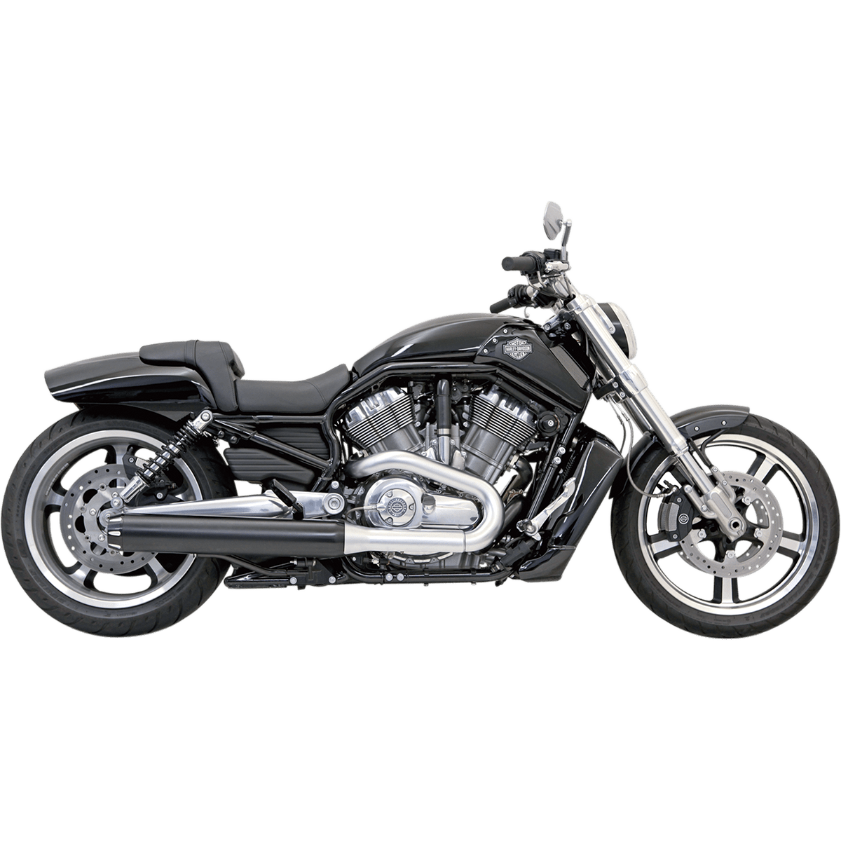 BASSANI XHAUST 4" Slip-On Mufflers for VRSCF Black 1V17RB