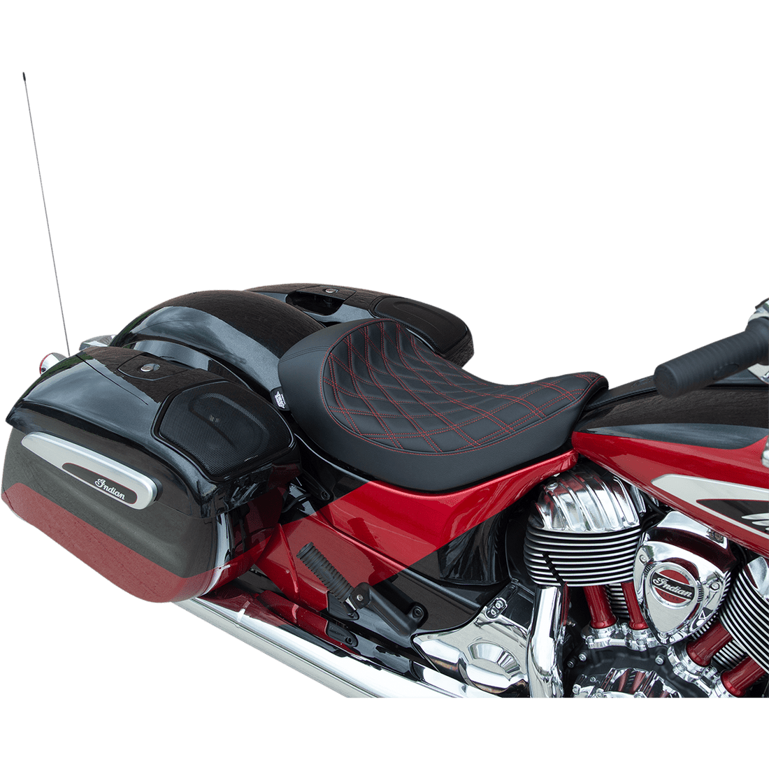 DRAG SPECIALTIES Solo Seat Double Diamond Red Stitching Indian'14-'22