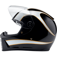 BILTWELL Lane Splitter Helmet Gloss Black/White Flames Small 1004570502