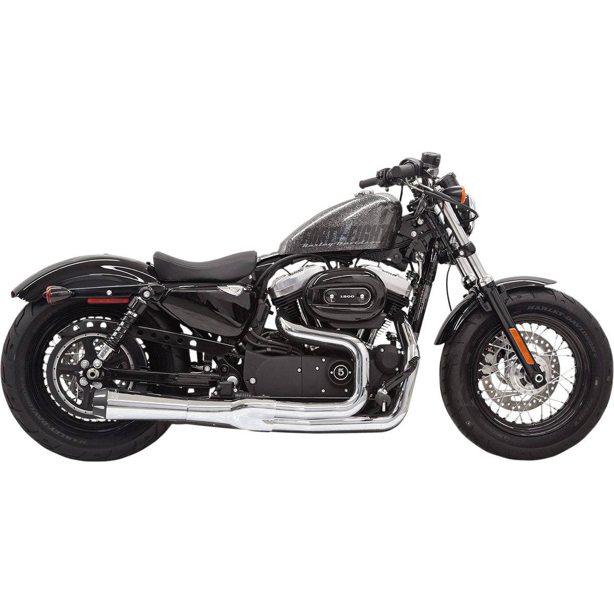 BASSANI XHAUST Mega Power Exhaust Chrome Short '14-'21 XL with Mid/Forward Controls 1X32R