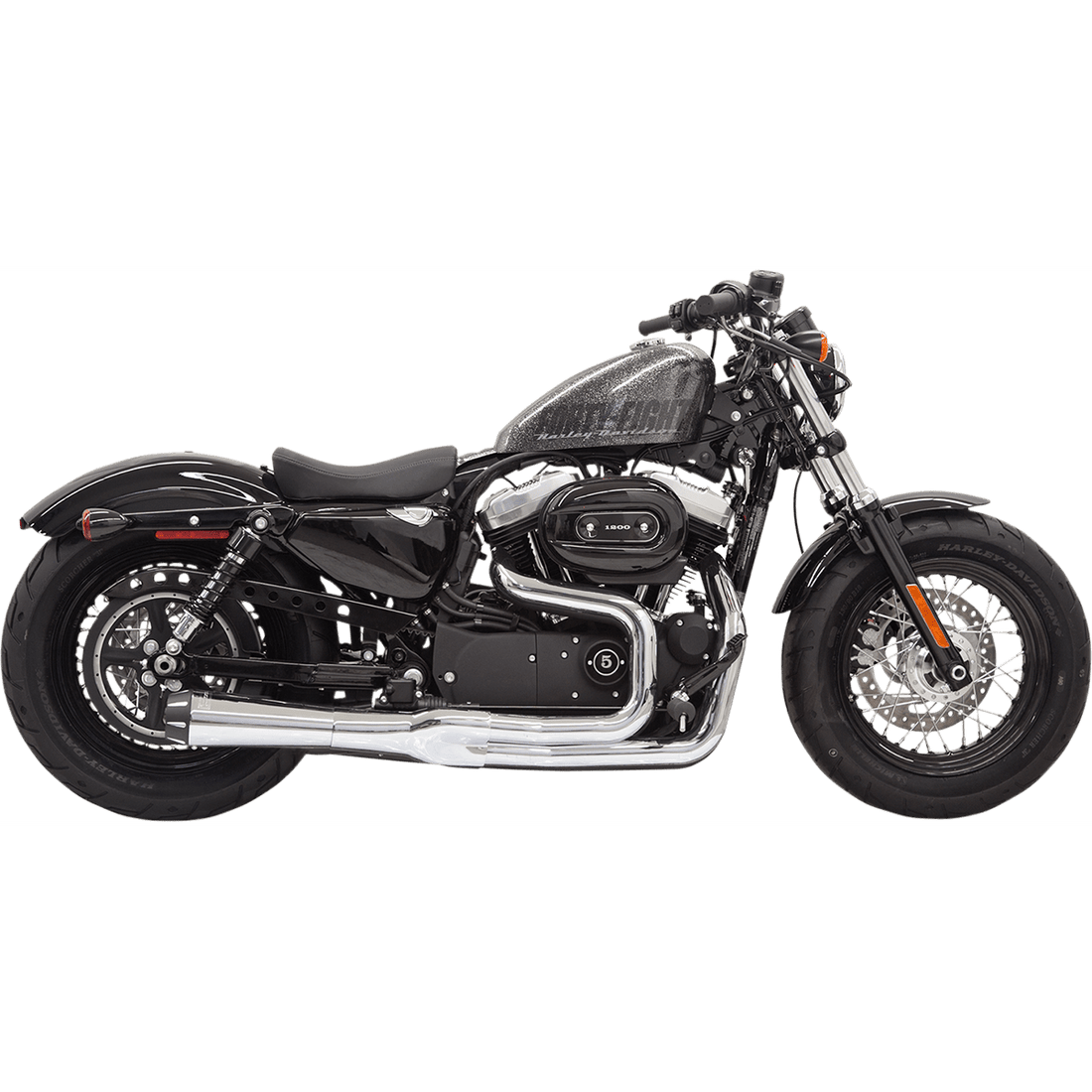 BASSANI XHAUST Mega Power Exhaust Chrome Short '14-'21 XL with Mid/Forward Controls 1X32R