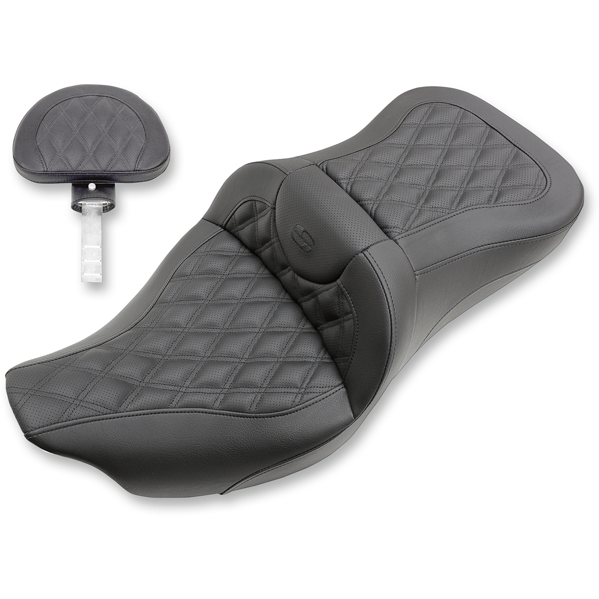 SADDLEMEN Extended Reach Roadsofa™ Seat Lattice Stitched Backrest '08-'23 FL 80807B184BR