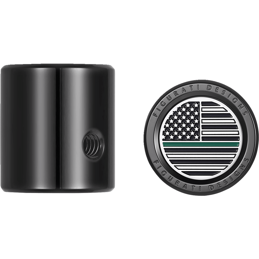 FIGURATI DESIGNS Heel-Toe Shifter Cover Green Line American Flag Black FD72HTSCBLK