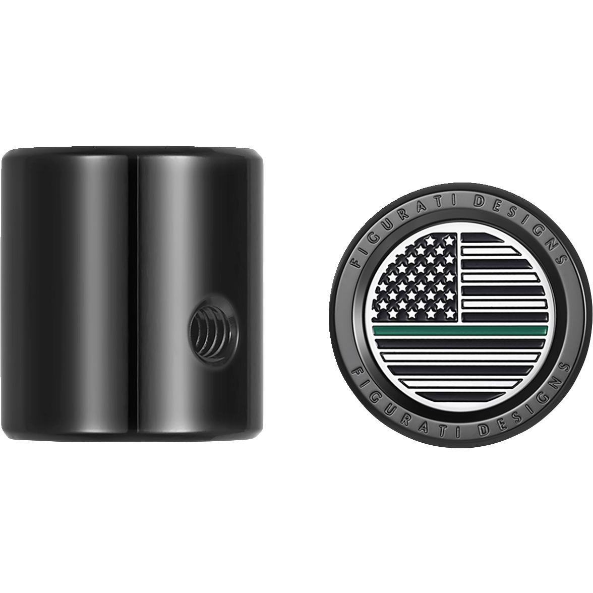 FIGURATI DESIGNS Heel-Toe Shifter Cover Green Line American Flag Black FD72HTSCBLK