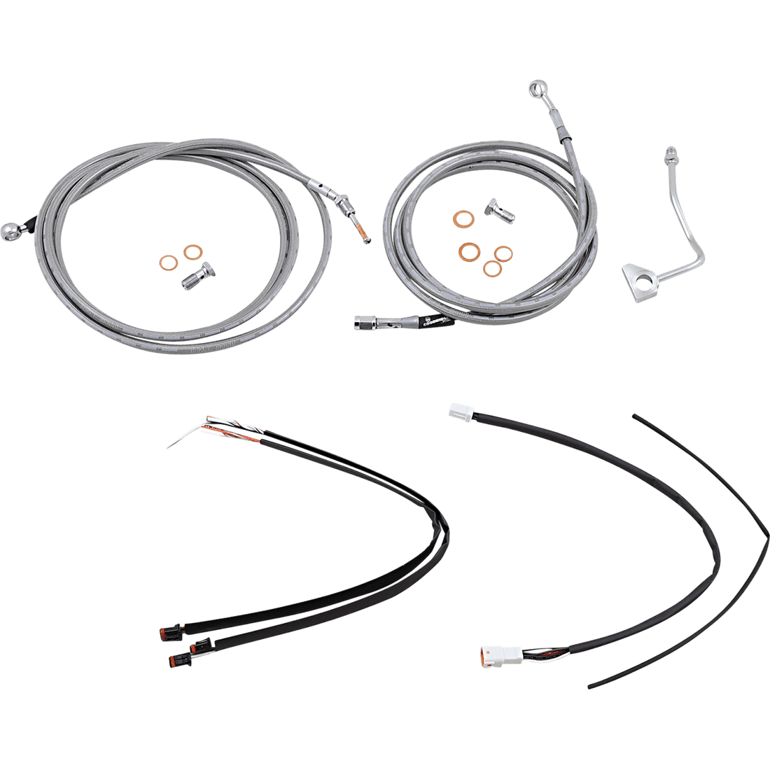 BURLY BRAND Handlebar Cable/Brake Line Kit Complete 14" Ape Hanger Handlebars Stainless Steel