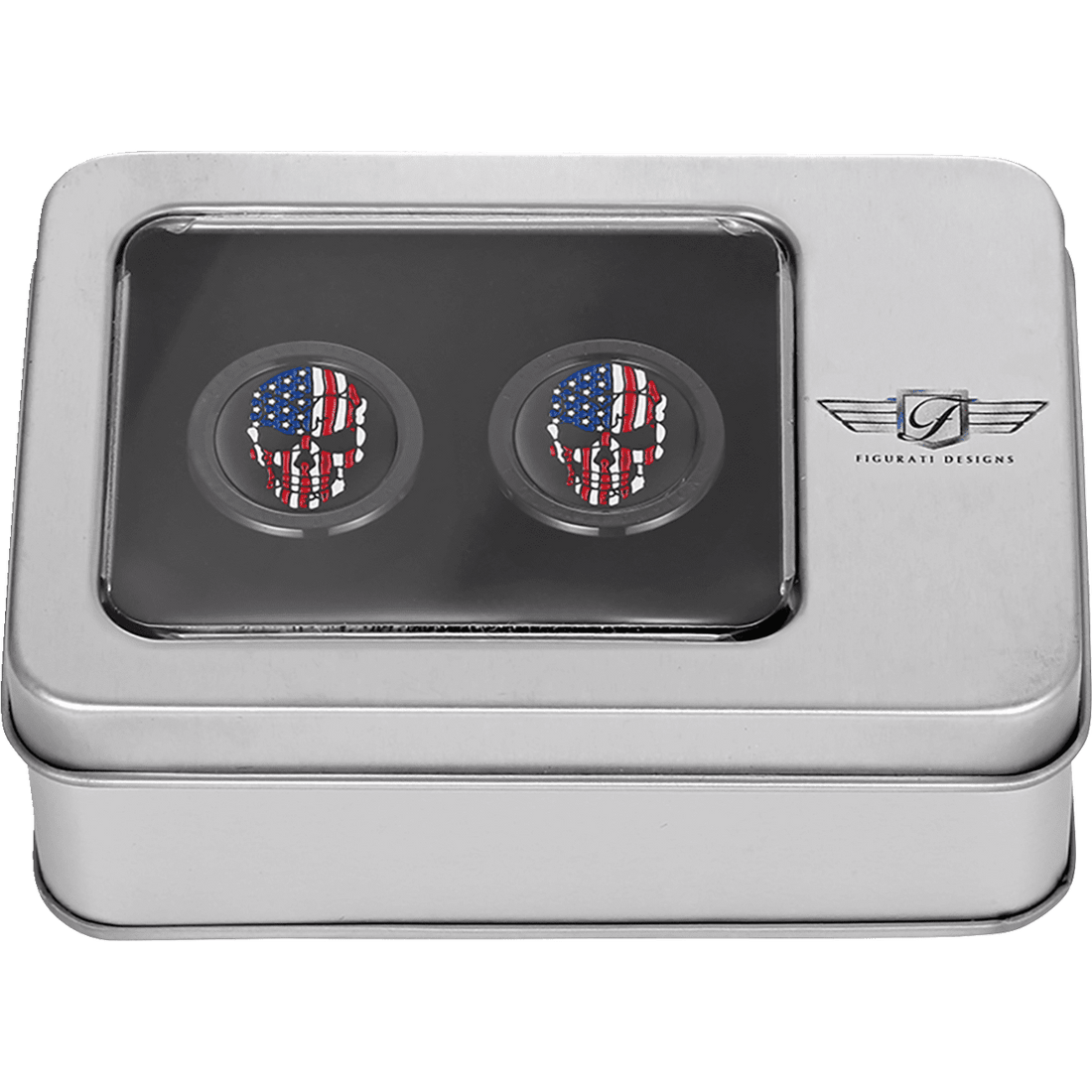 FIGURATI DESIGNS Docking Hardware Covers Red/White/Blue American Flag Skull Short Black FD25DC2530BK