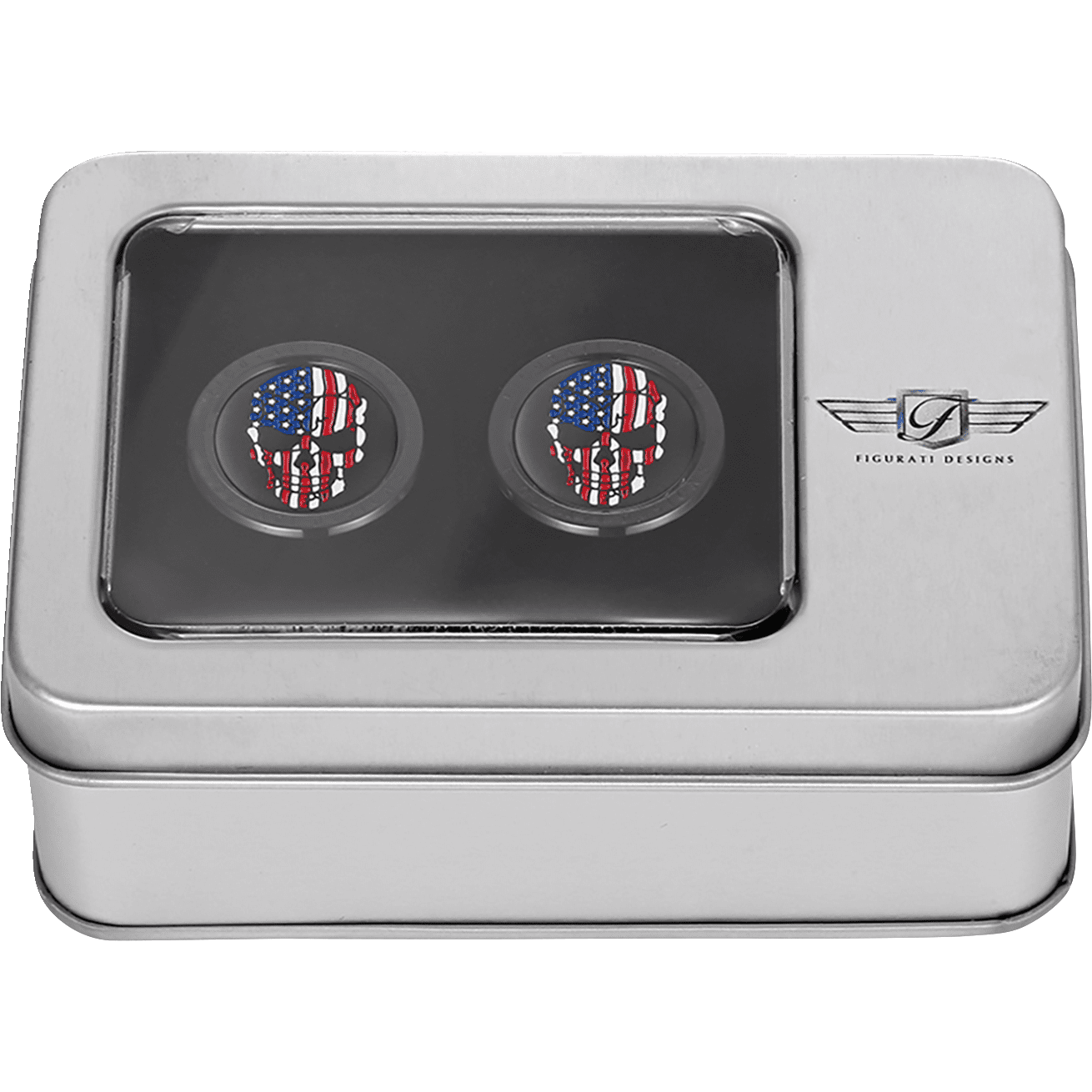 FIGURATI DESIGNS Docking Hardware Covers Red/White/Blue American Flag Skull Short Black FD25DC2530BK