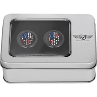 FIGURATI DESIGNS Docking Hardware Covers Red/White/Blue American Flag Skull Short Black FD25DC2530BK