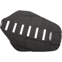 SDG 6-Ribbed Seat Cover White Ribs/Black Top/Black Sides