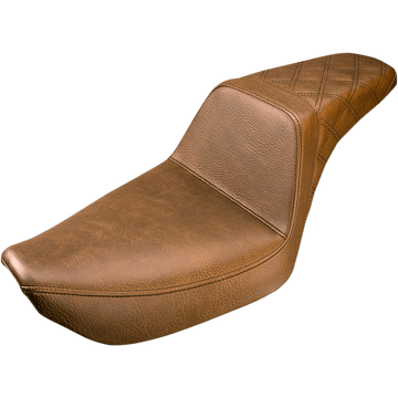 SADDLEMEN Step-Up Seat Rear Lattice Stitched Brown Dyna 89604173BR