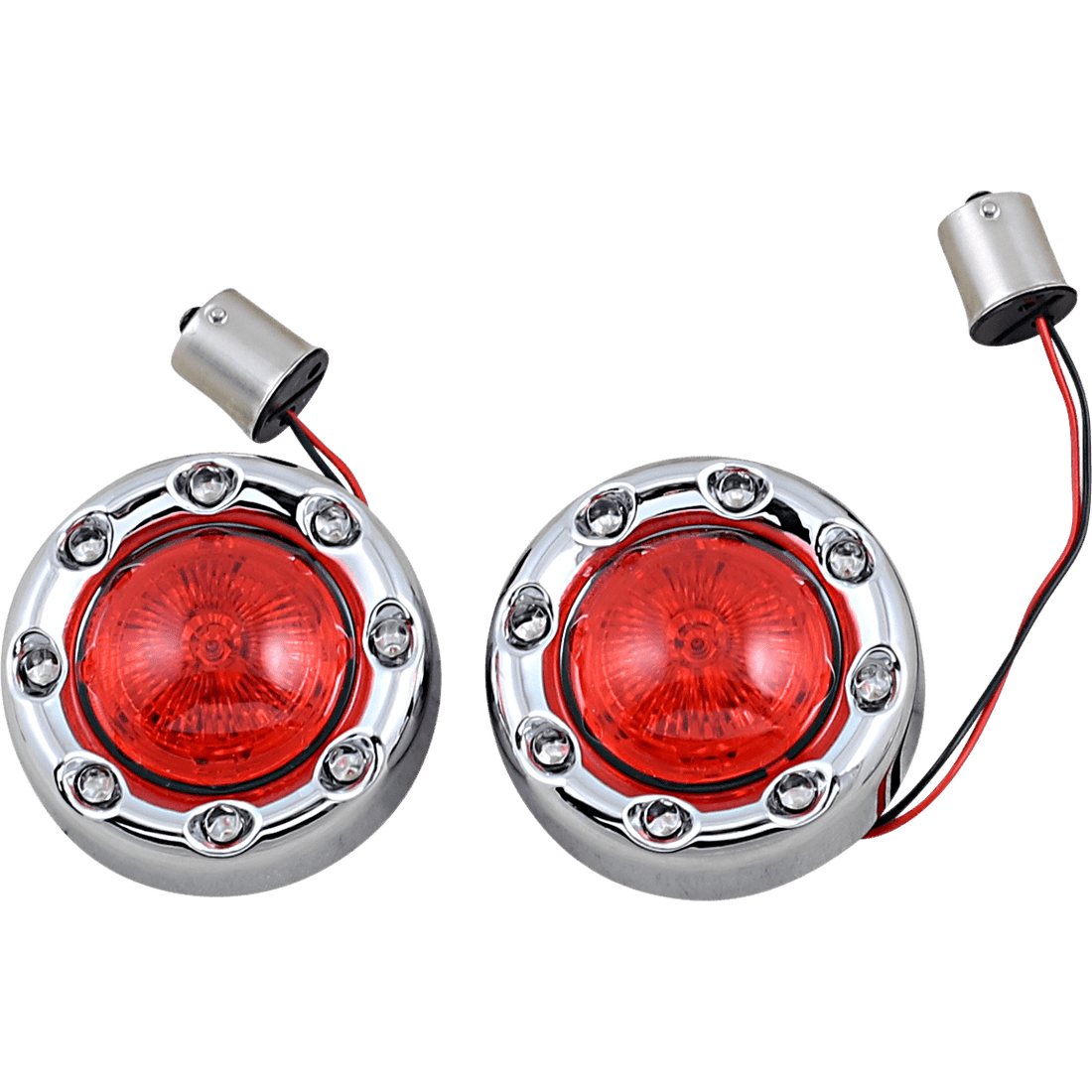 CUSTOM DYNAMICS Bullet Turn Signal 1156 Chrome Red Lens PBBRRR 56CR