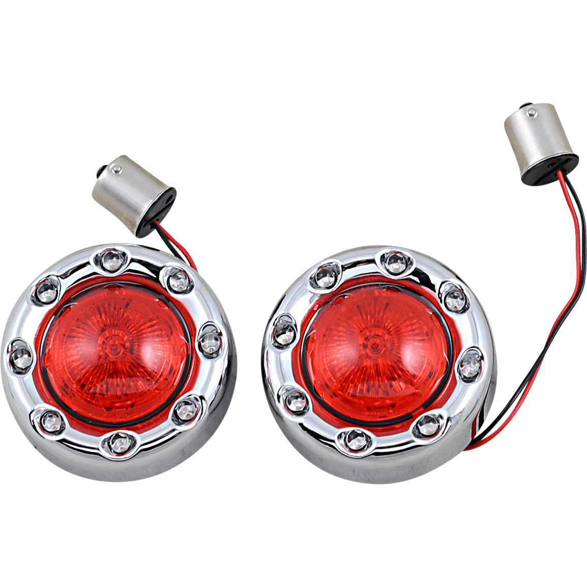 CUSTOM DYNAMICS Bullet Turn Signal 1156 Chrome Red Lens PBBRRR 56CR