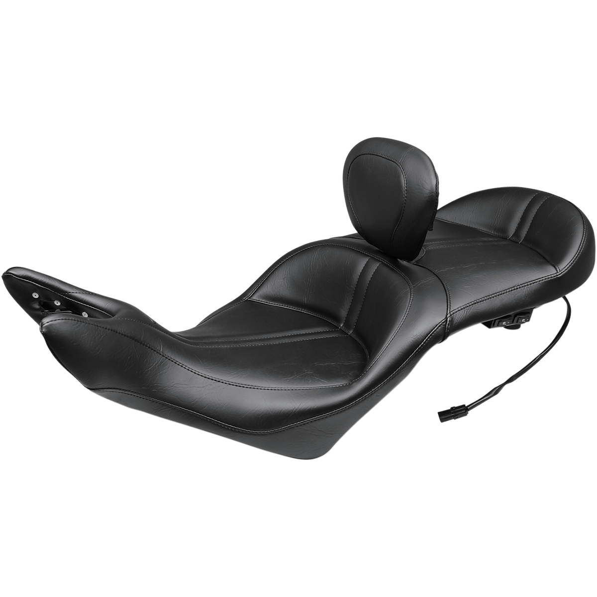 MUSTANG One-Piece Touring Seat Heated w/ Driver Backrest Black 79723