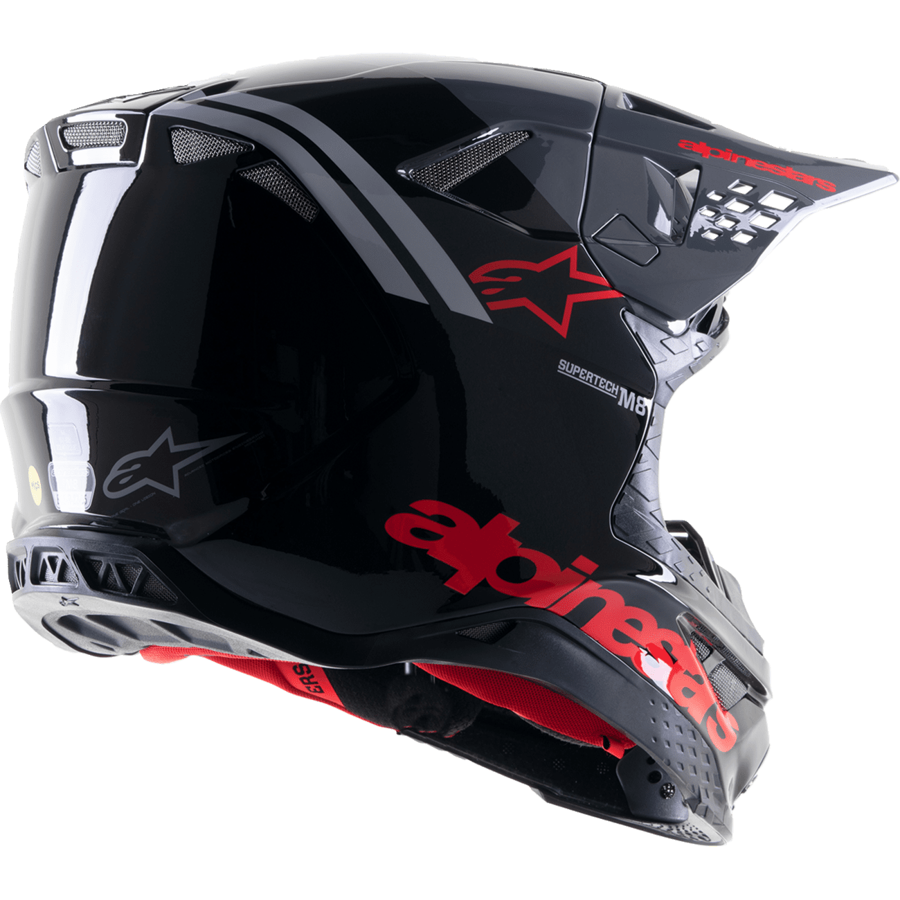 ALPINESTARS Supertech M8 Helmet Radium 2 MIPS® Gloss Black/Neon Red XS