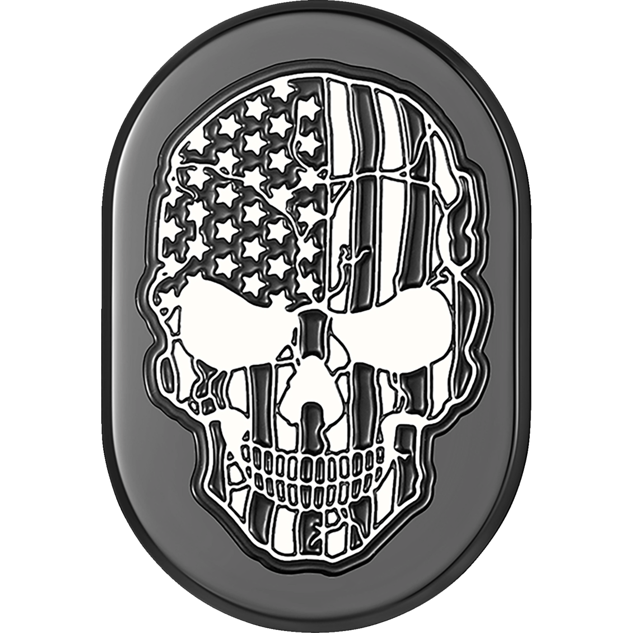 FIGURATI DESIGNS Antenna Cover Right Rear Fender Contrast Cut American Flag Skull Black