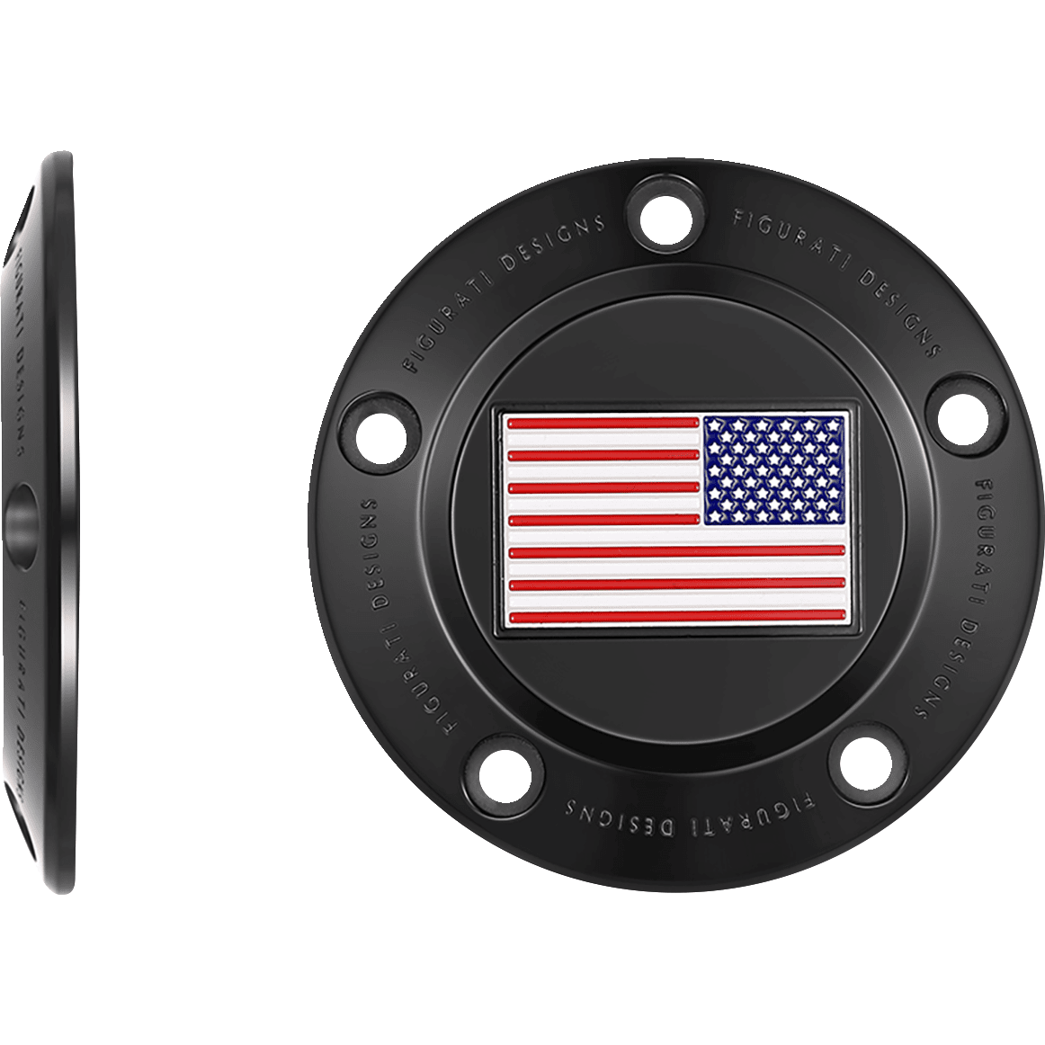 FIGURATI DESIGNS Timing Cover 5 Hole American Flag Black FD21RTC5HBLK