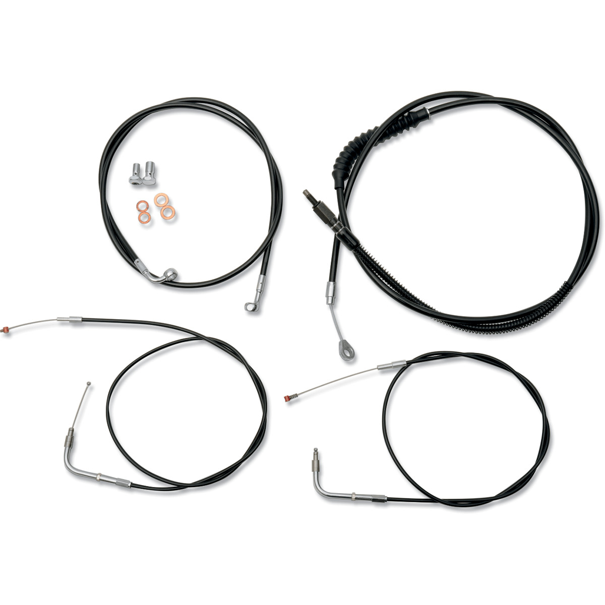 LA CHOPPERS Handlebar Cable/Brake Line Kit 18" 20" Ape Hanger Handlebars Black Vinyl LA8230KT19B