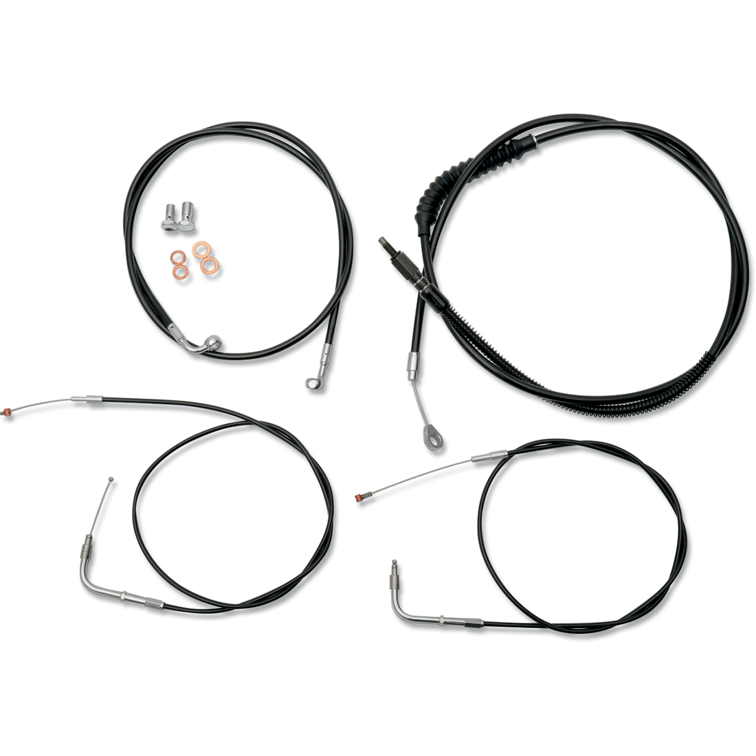 LA CHOPPERS Handlebar Cable/Brake Line Kit 12" 14" Ape Hanger Handlebars Black Vinyl LA8140KT13B