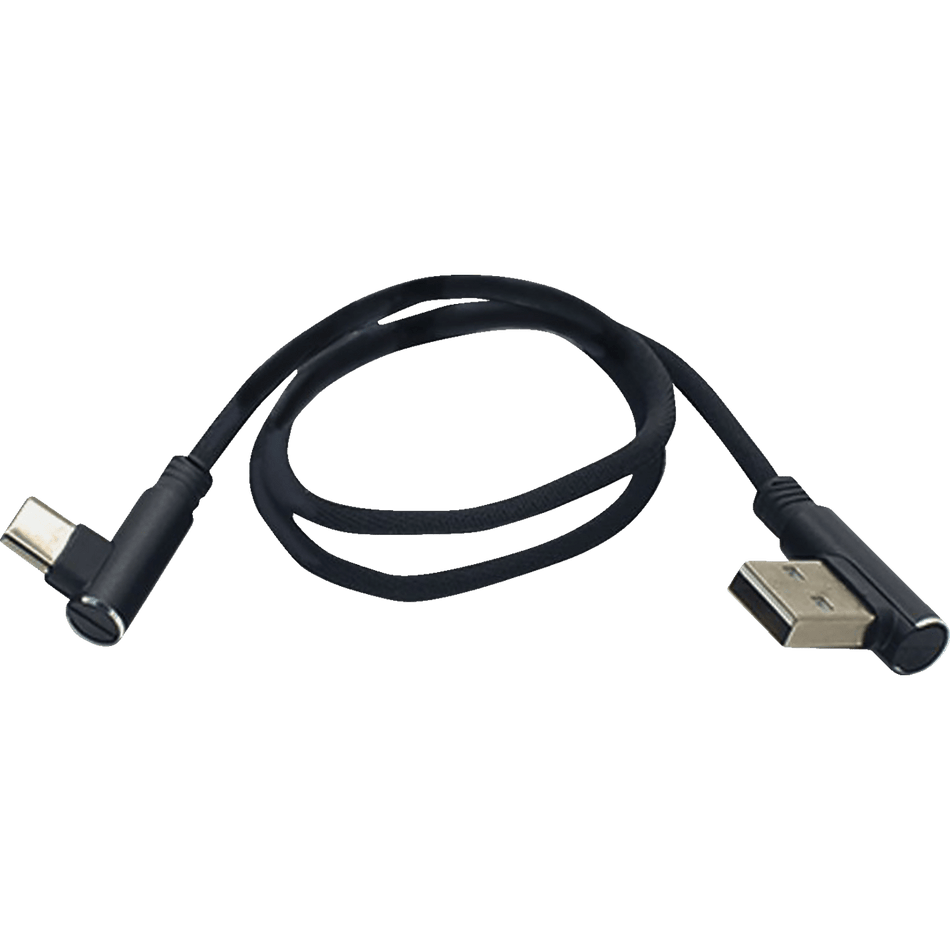 RidePower 90° Male USB to 90° Male USB-C Cable Phone Charger 18" Black