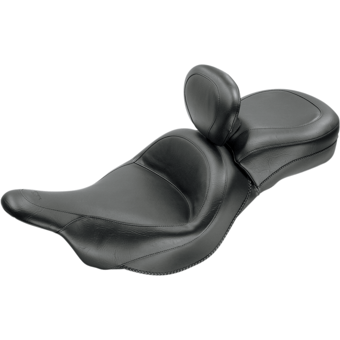 MUSTANG Seat Vintage Wide Touring With Driver Backrest One-Piece Smooth Black Vulcan 79631