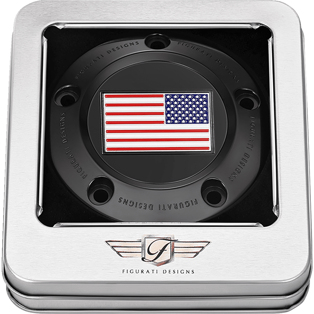 FIGURATI DESIGNS Timing Cover 5 Hole American Flag Black FD21RTC5HBLK