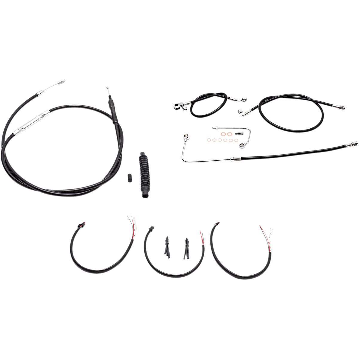 LA CHOPPERS Handlebar Cable/Brake Line Kit Complete 15" 17" Handlebars Black Vinyl LA8151KT2B16B