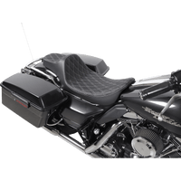 DRAG SPECIALTIES Extended Reach Predator III Seat Double Diamond Black w/ Silver Stitching FL '99-'07