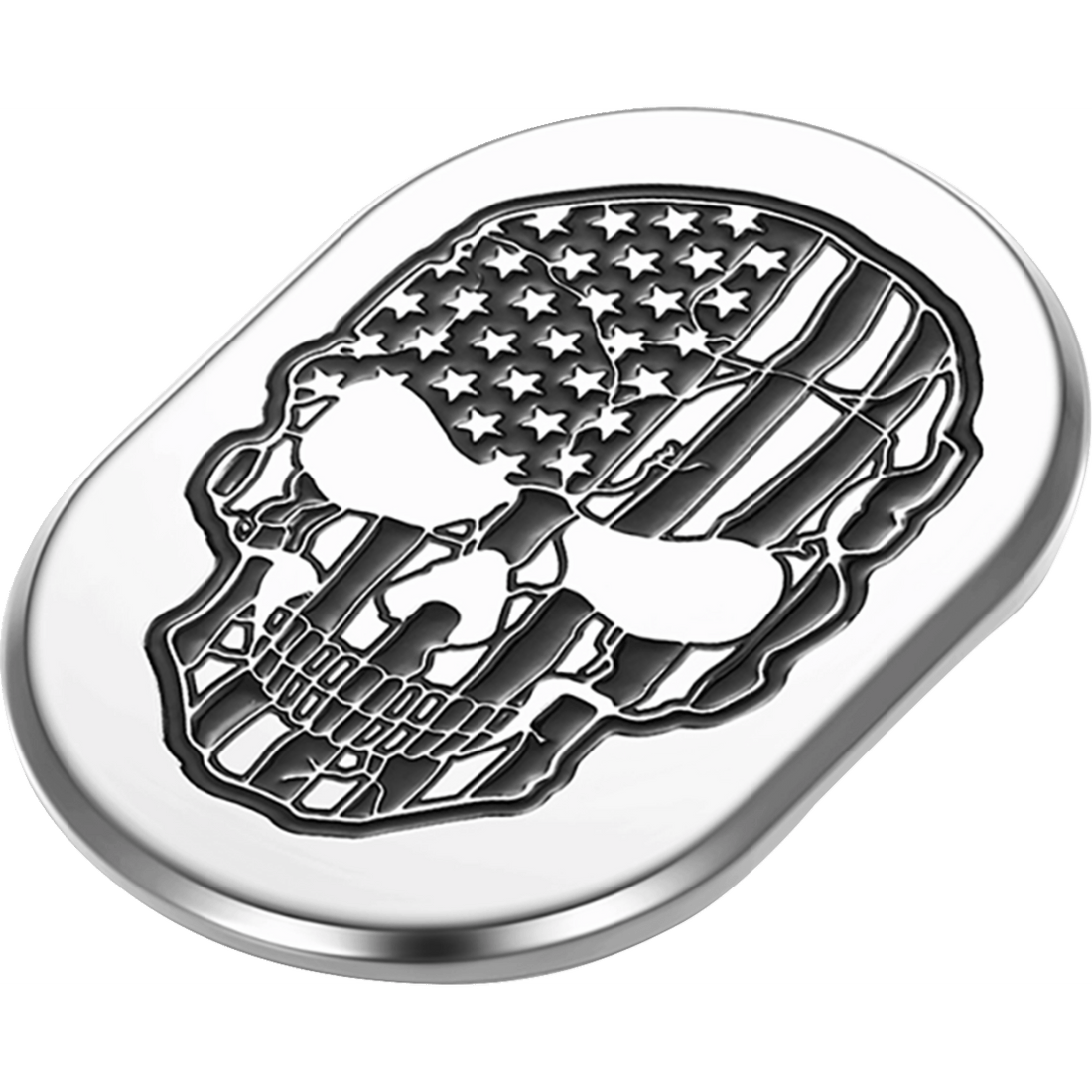 FIGURATI DESIGNS Antenna Cover Right Rear Fender Contrast Cut American Flag Skull Chrome