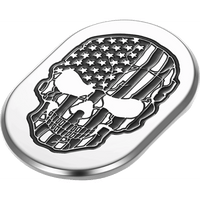 FIGURATI DESIGNS Antenna Cover Right Rear Fender Contrast Cut American Flag Skull Chrome