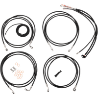 LA CHOPPERS Handlebar Cable/Brake Line Kit Complete 12" 14" Handlebars Black Vinyl LA8052KT213B