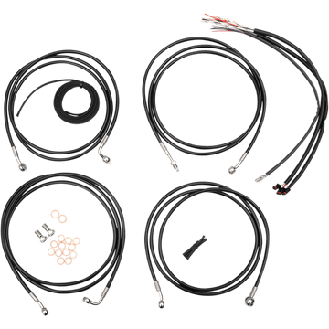 LA CHOPPERS Handlebar Cable/Brake Line Kit Complete 12" 14" Handlebars Black Vinyl LA8052KT213B