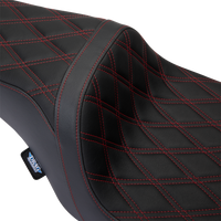 DRAG SPECIALTIES Predator 1Up Seat Vinyl Double Diamond Red Stitch FLH '08-'23