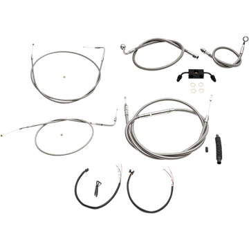 LA CHOPPERS Handlebar Cable/Brake Line Kit Complete 12" 14" Handlebars Stainless LA8321KT213