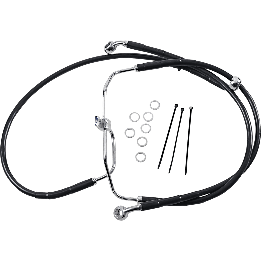 DRAG SPECIALTIES Brake Line Front Black +4" FXDF '08-'17