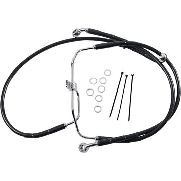 DRAG SPECIALTIES Brake Line Front Black +4" FXDF '08-'17