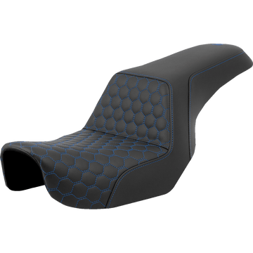 SADDLEMEN Step-Up Seat Honeycomb Blue Stitching Dyna '06-'17 A80604177BLU