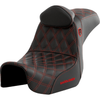 SADDLEMEN Pro Series SDC Performance Seat with Backrest Red Stitch Dyna '06-'17 SC80604REDRT