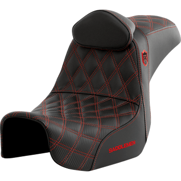 SADDLEMEN Pro Series SDC Performance Seat with Backrest Red Stitch Dyna '06-'17 SC80604REDRT