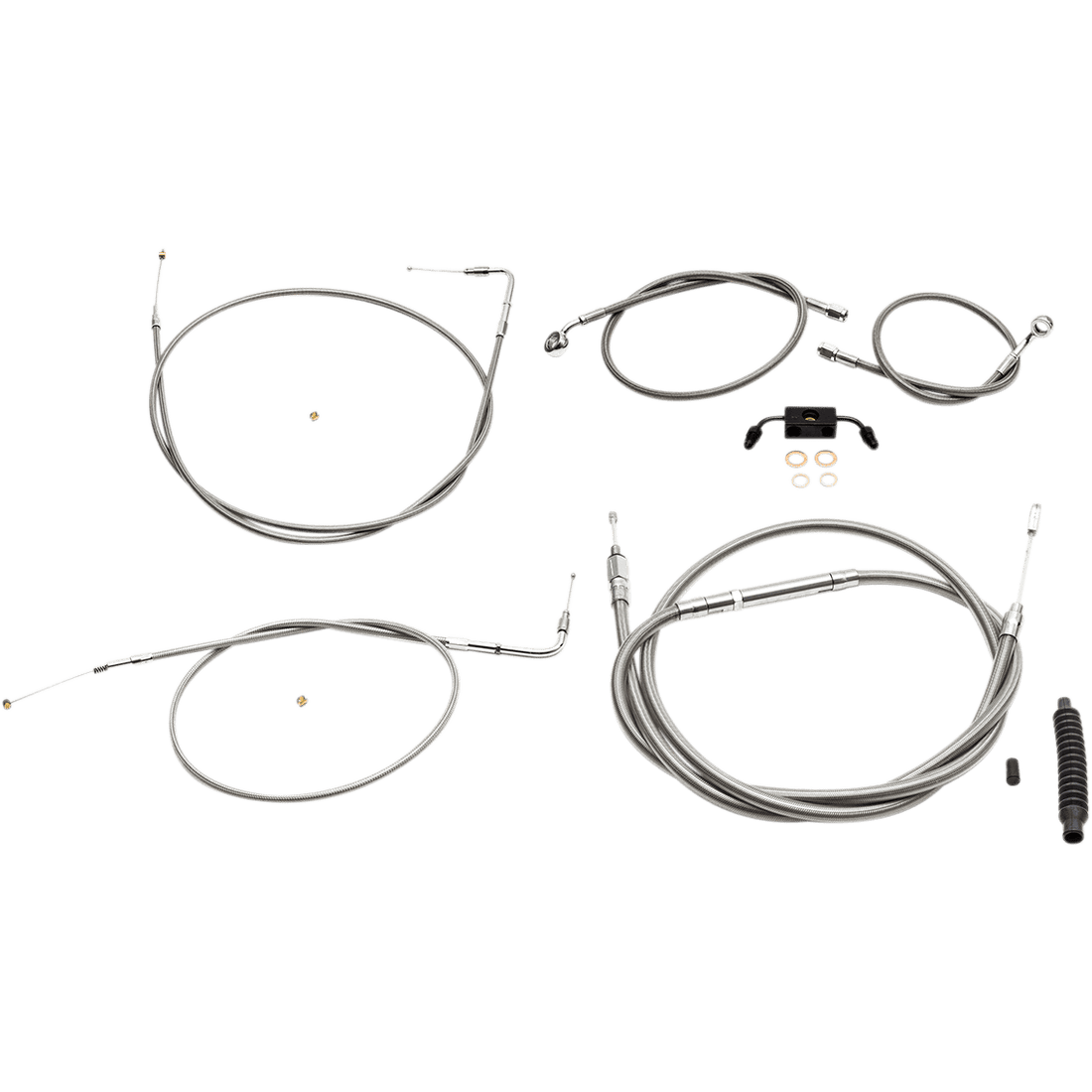 LA CHOPPERS Handlebar Cable/Brake Line Kit 15" 17" Ape Hanger Handlebars Stainless Steel LA8211KT16