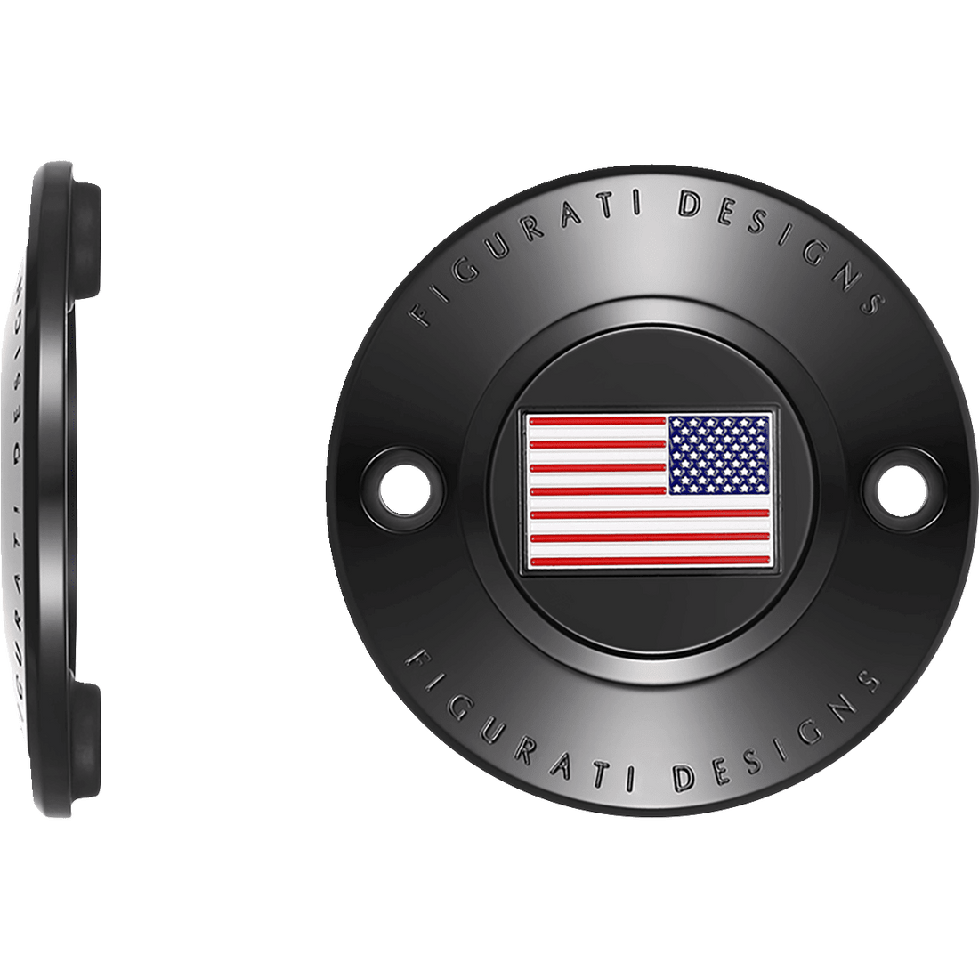 FIGURATI DESIGNS Timing Cover 2 Hole American Flag Black FD21RTC2HBLK