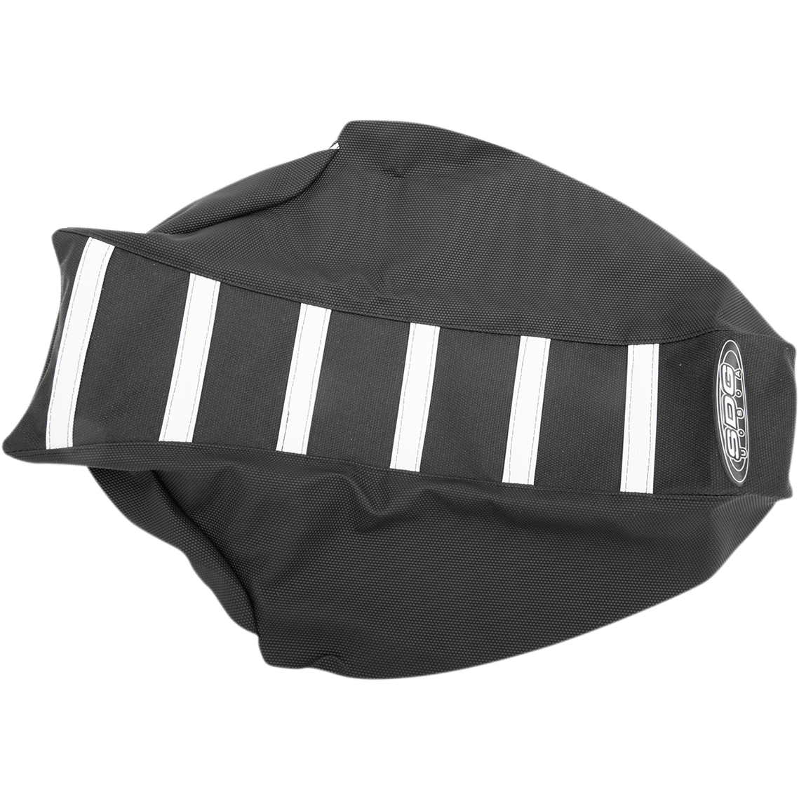 SDG 6-Ribbed Seat Cover White Ribs/Black Top/Black Sides