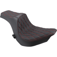 DRAG SPECIALTIES Predator III Seat Double Diamond Red Stitching FLFB/S '18-'22