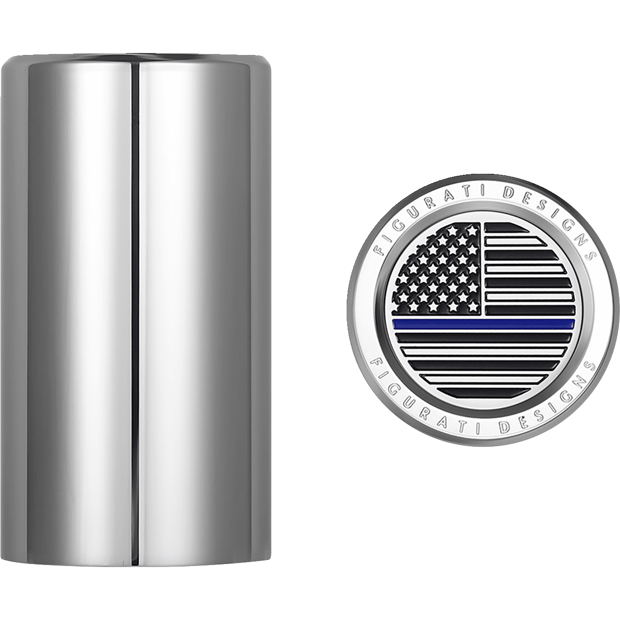 FIGURATI DESIGNS Docking Hardware Covers American Flag Blue Line Long Stainless Steel FD70DC2545SS