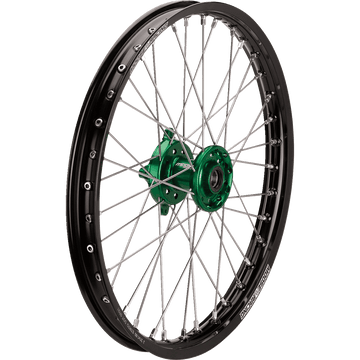 MOOSE RACING Wheel Assembly SX-1 Complete Front Black Wheel/Green Hub 21x1.6 Kawasaki KFN16021BKGN